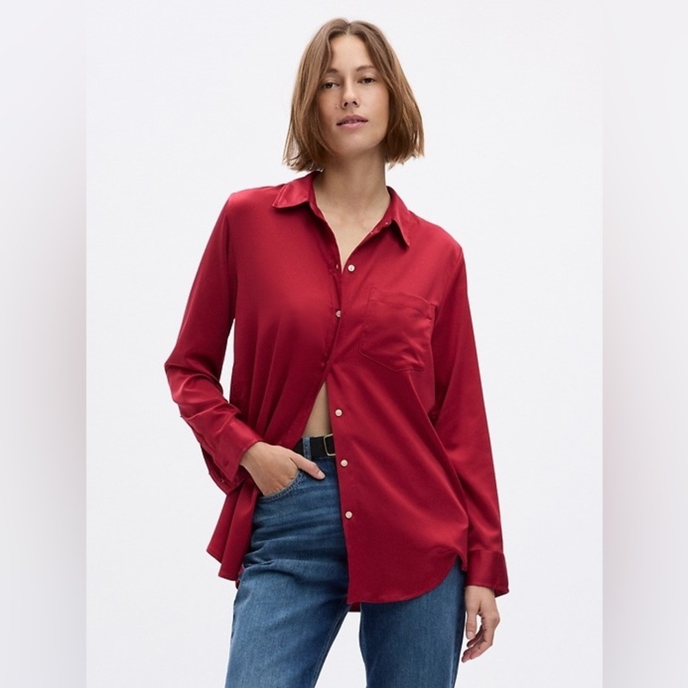 GAP Satin Red Blouse